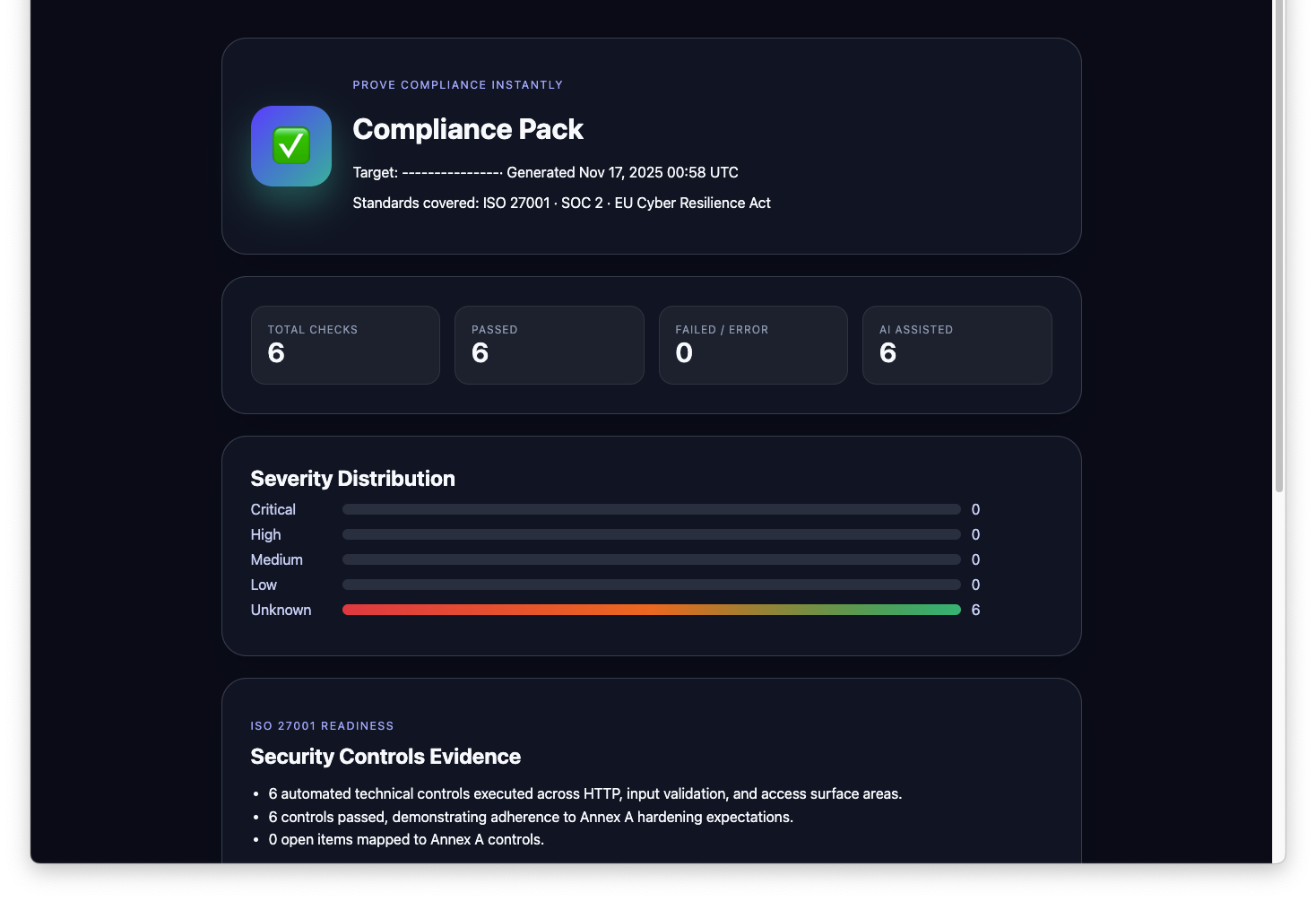 Compliance-Report Ansicht