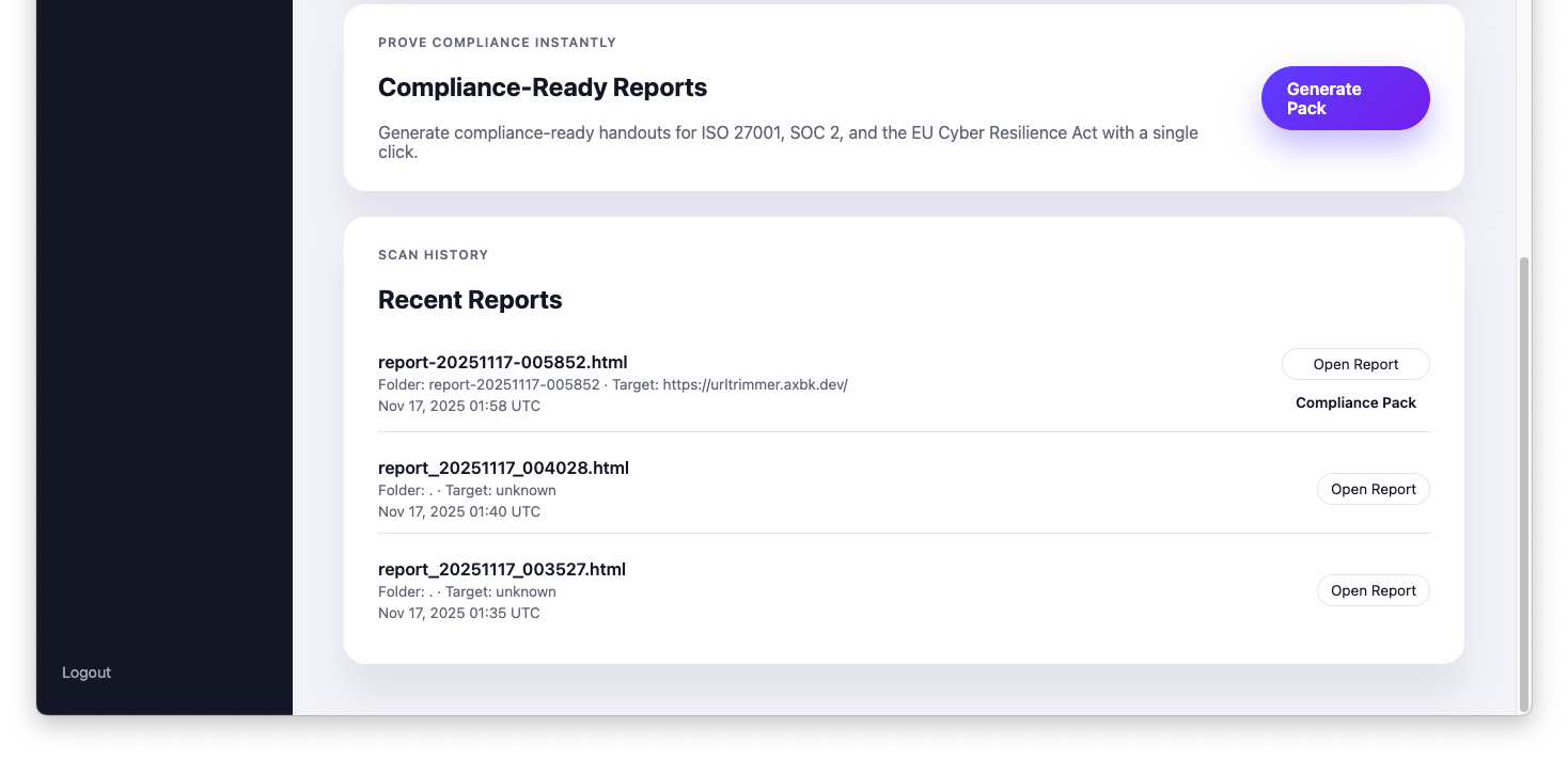 Validierungsansicht der Findings